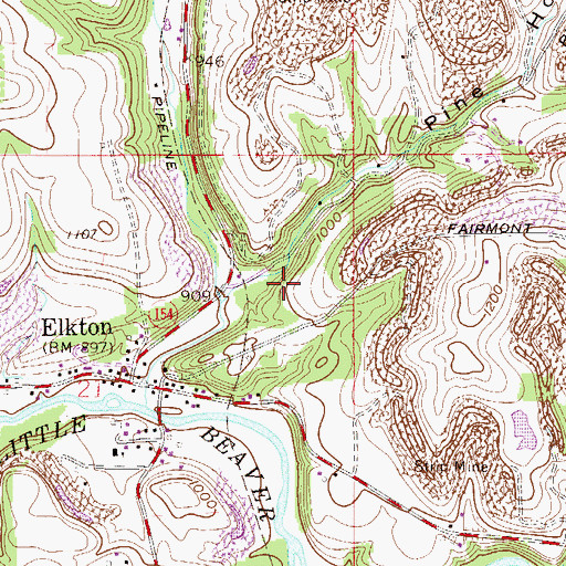 Topographic Map of Pine Hollow, OH