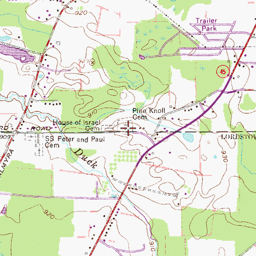 Topographic Map of Pine Knoll Cemetery, OH