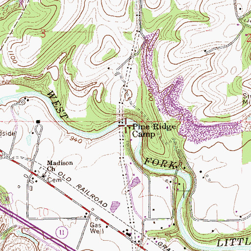 Topographic Map of Pine Ridge Camp, OH