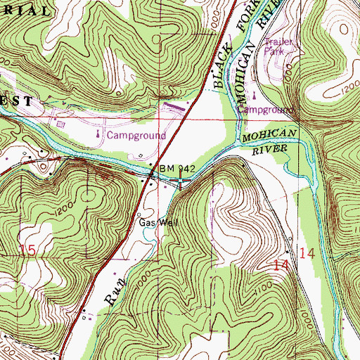 Topographic Map of Pine Run, OH