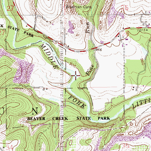 Topographic Map of Pine Run, OH