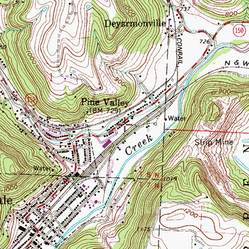 Topographic Map of Pine Valley, OH