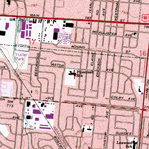 Topographic Map of Pinecrest School (historical), OH