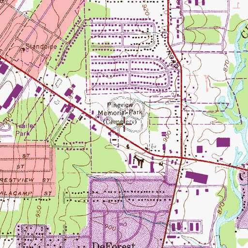 Topographic Map of Pineview Memorial Park, OH