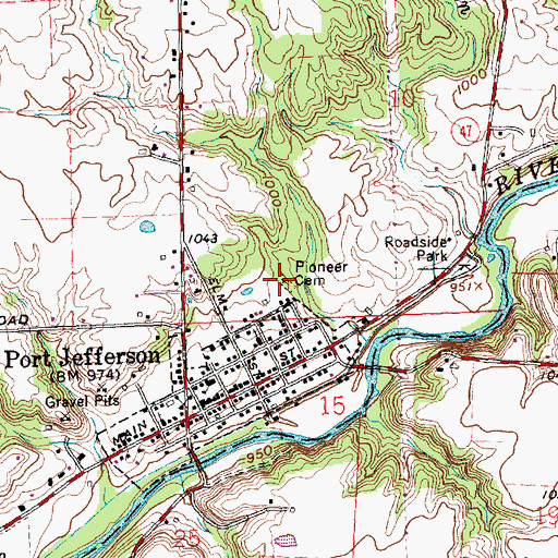 Topographic Map of Pioneer Cemetery, OH
