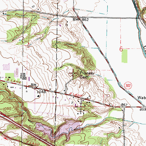 Topographic Map of Pioneer Cemetery, OH