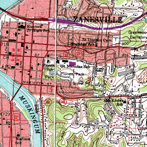 Topographic Map of Pioneer Park, OH