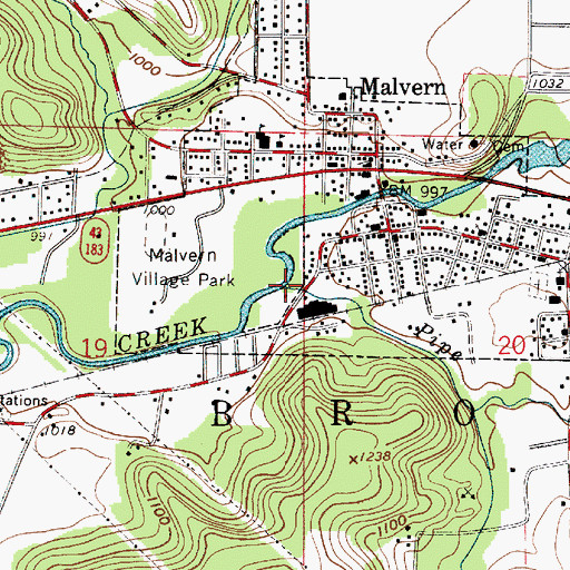 Topographic Map of Pipe Run, OH