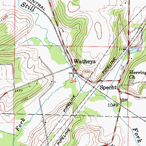 Topographic Map of Pipes Fork, OH