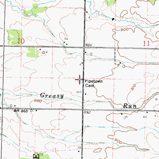 Topographic Map of Pipetown Cemetery, OH