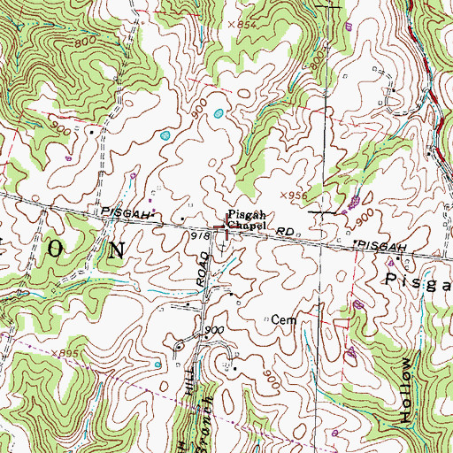 Topographic Map of Pisgah Chapel, OH