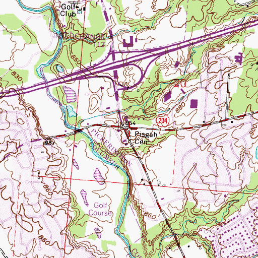 Topographic Map of Pisgah Cemetery, OH