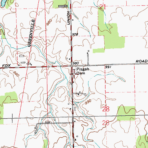 Topographic Map of Pisgah Cemetery, OH