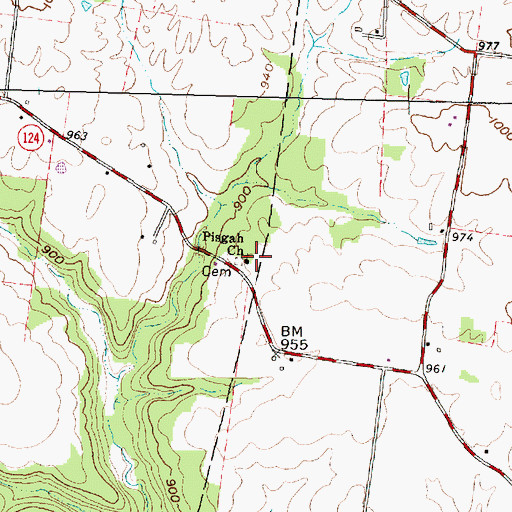 Topographic Map of Pisgah Church, OH