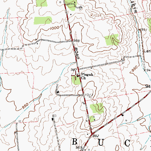 Topographic Map of Pisgah Church, OH
