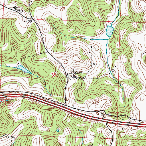 Topographic Map of Pisgah Church of Christ, OH