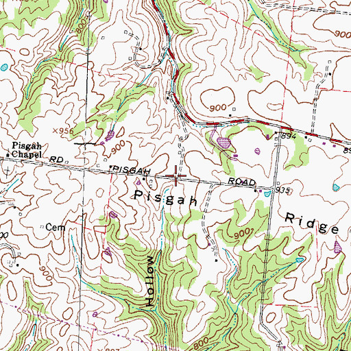 Topographic Map of Pisgah Ridge, OH