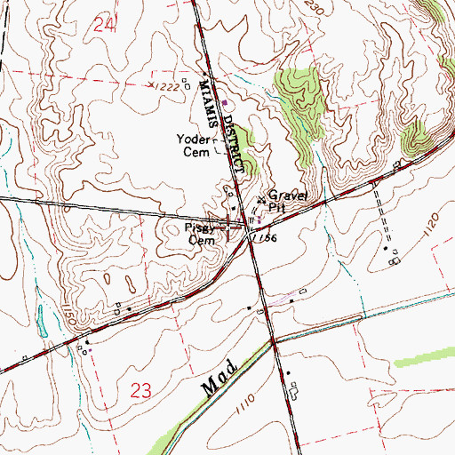 Topographic Map of Pisgy Cemetery, OH