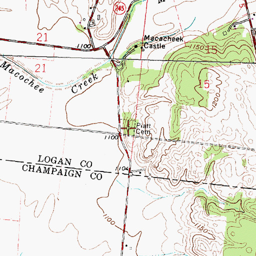 Topographic Map of Piatt Cemetery, OH