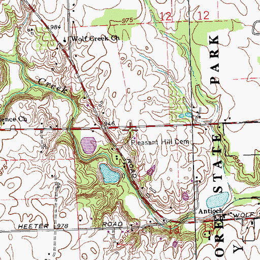 Topographic Map of Pleasant Hill Cemetery, OH