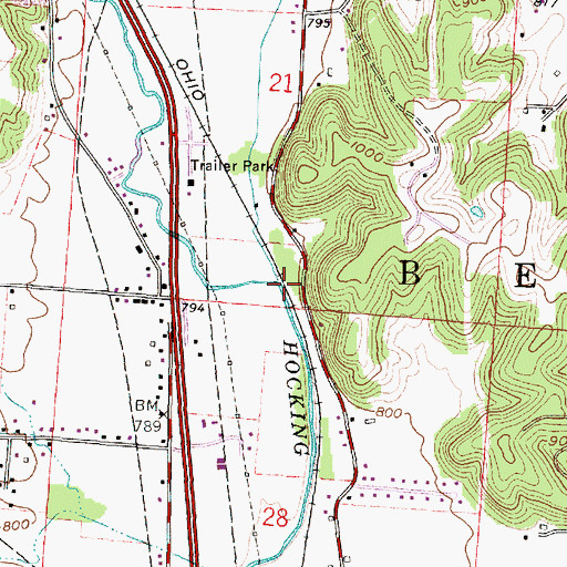 Topographic Map of Pleasant Run, OH