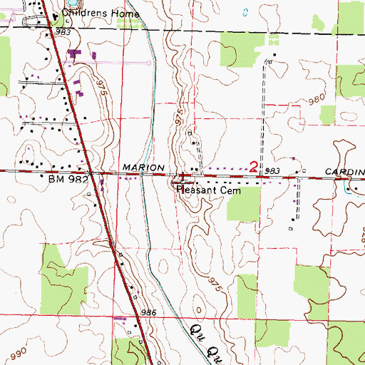 Topographic Map of Pleasant Cemetery, OH