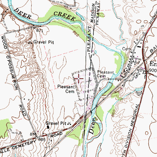 Topographic Map of Pleasant Cemetery, OH