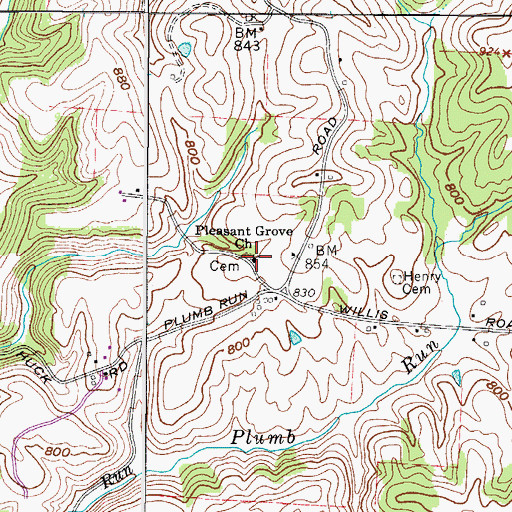 Topographic Map of Pleasant Grove Church, OH