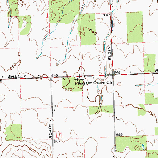 Topographic Map of Pleasant Grove Baptist Church, OH