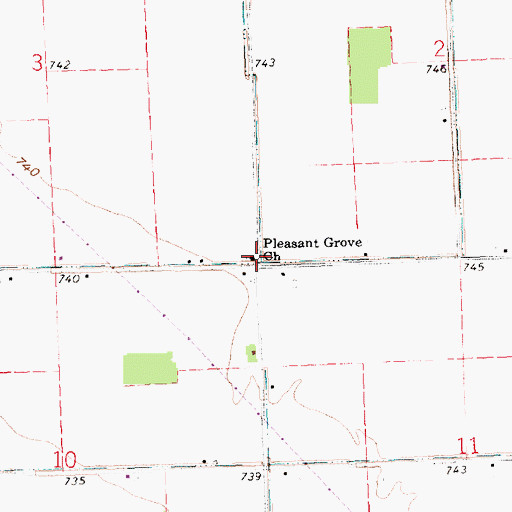 Topographic Map of Pleasant Grove Church, OH