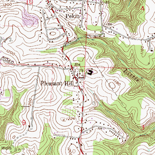 Topographic Map of Pleasant Hill, OH