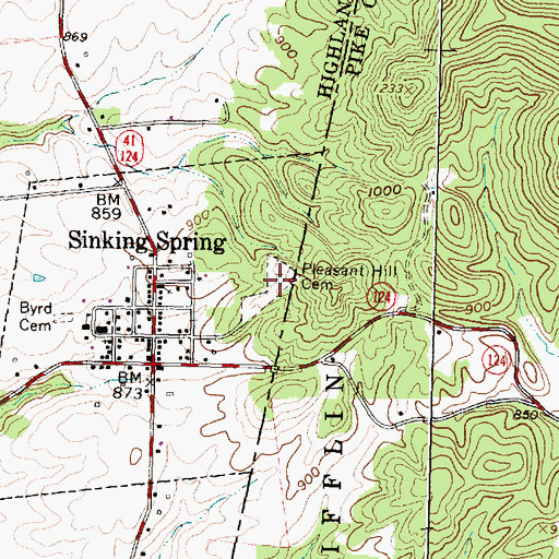 Topographic Map of Pleasant Hill Cemetery, OH