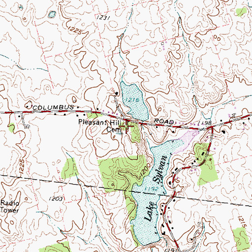 Topographic Map of Pleasant Hill Cemetery, OH