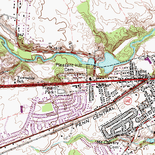Topographic Map of Pleasant Hill Cemetery, OH