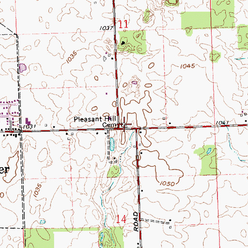 Topographic Map of Pleasant Hill Cemetery, OH