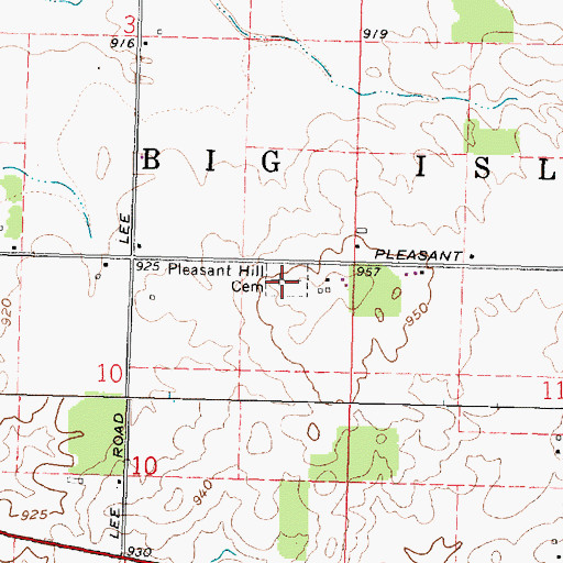 Topographic Map of Pleasant Hill Cemetery, OH