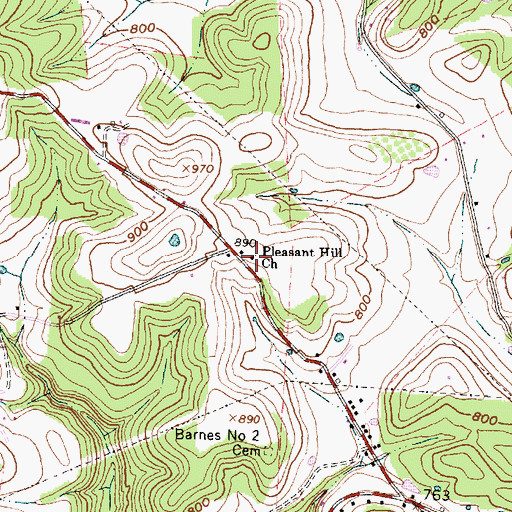 Topographic Map of Pleasant Hill Church, OH