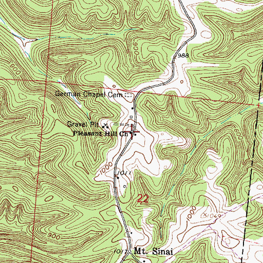 Topographic Map of Pleasant Hill Church, OH