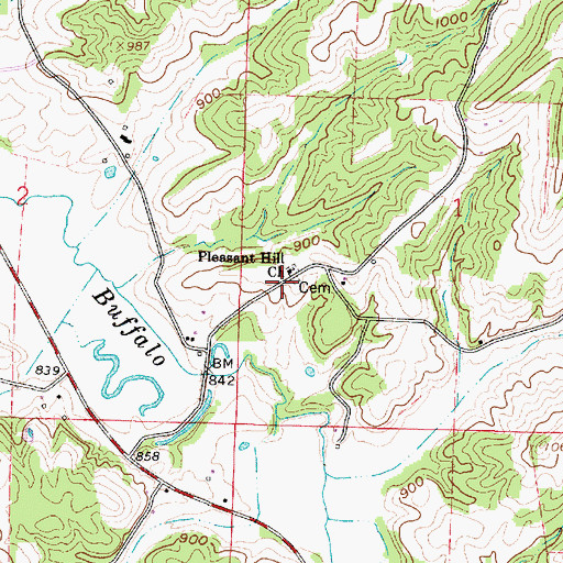 Topographic Map of Pleasant Hill Church, OH