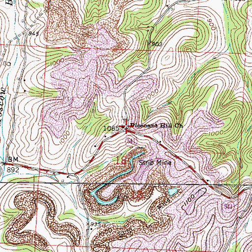 Topographic Map of Pleasant Hill Church, OH