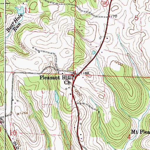 Topographic Map of Pleasant Hill Church, OH