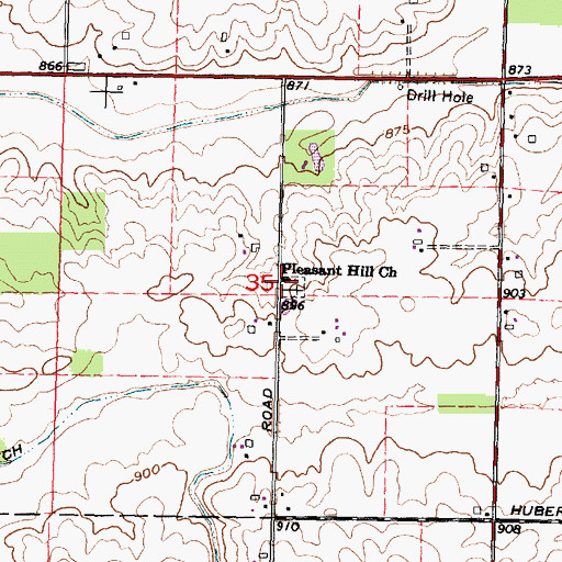 Topographic Map of Pleasant Hill Church, OH