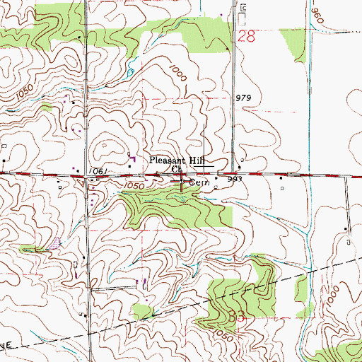 Topographic Map of Pleasant Hill Mennonite Church, OH