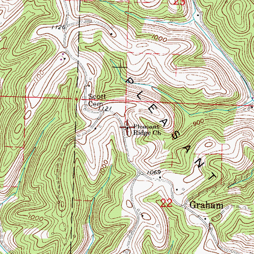 Topographic Map of Pleasant Ridge Church, OH