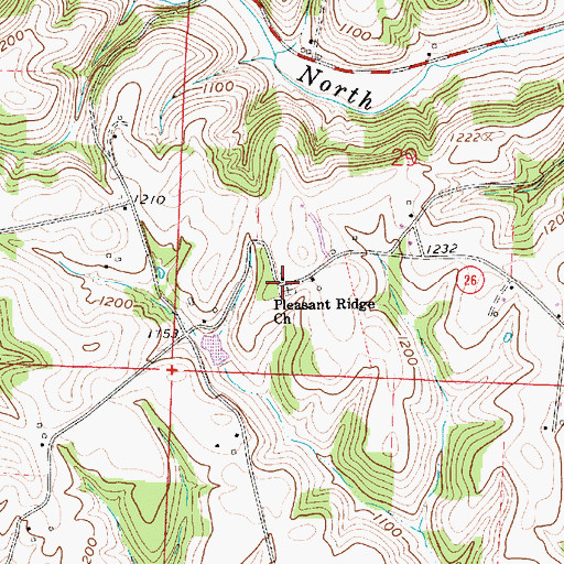 Topographic Map of Pleasant Ridge Church, OH