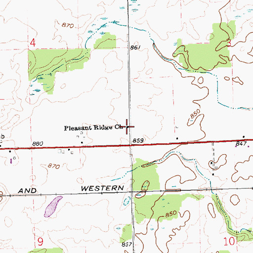 Topographic Map of Pleasant Ridge Church, OH