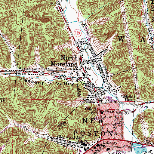 Topographic Map of Pleasant Valley, OH