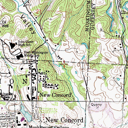 Topographic Map of Pleasant Valley, OH