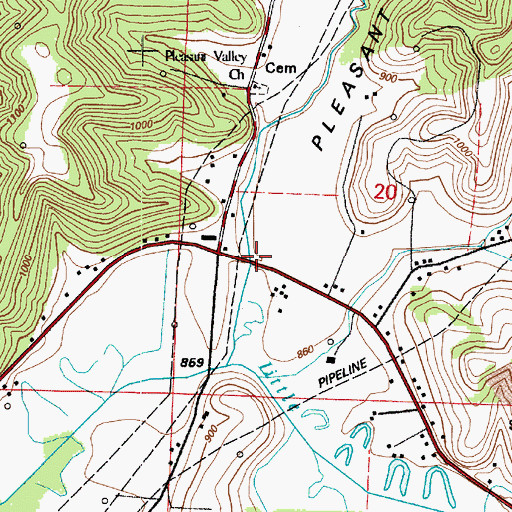 Topographic Map of Pleasant Valley, OH