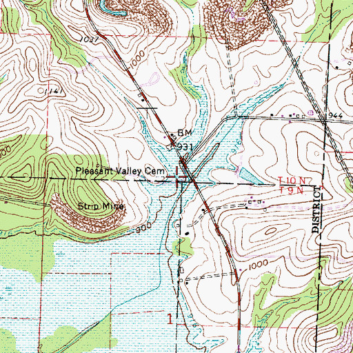 Topographic Map of Pleasant Valley Cemetery, OH